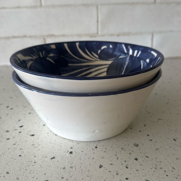 Talavera Set of Two Blue and White Ceramic Bowls Hand-Painted Made in Mexico New - Picture 5 of 8